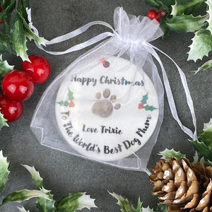 Personalised Happy Christmas World's Best Dog Mum - Hanging Decoration-7-The Persnickety Co