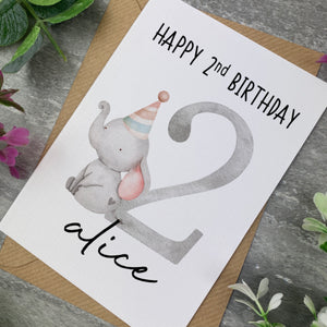 Elephant Happy Birthday Personalised Card