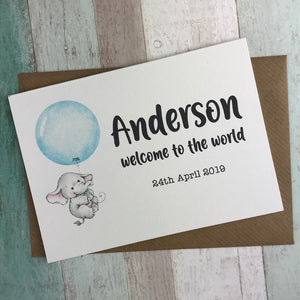 Welcome To The World Baby Boy Card - Personalised-4-The Persnickety Co