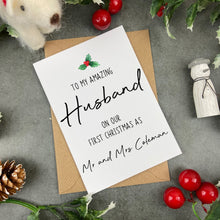 Load image into Gallery viewer, Personalised First Christmas Married Card-The Persnickety Co
