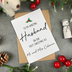 Personalised First Christmas Married Card-The Persnickety Co