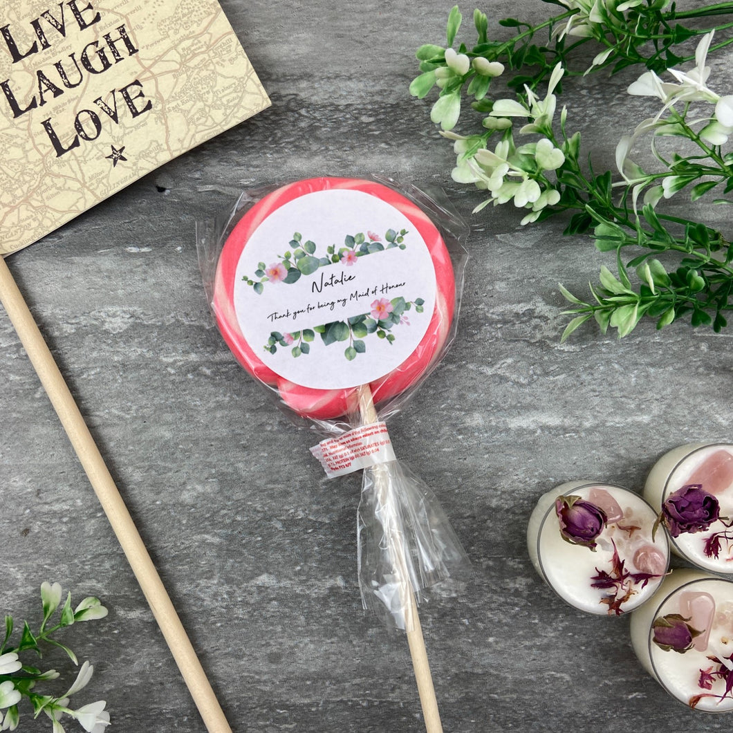 Personalised 'Thankyou For Being My Maid Of Honour' Lollipop-The Persnickety Co
