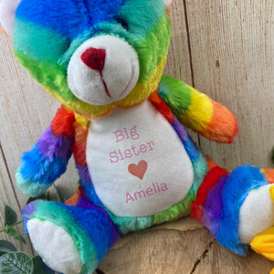 Personalised 'Big Sister' Rainbow Bear Soft Toy