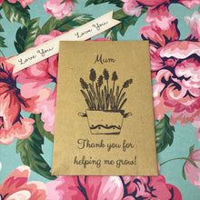 Load image into Gallery viewer, Mum Thank You For Helping Me Grow Mini Kraft Envelope with Wildflower Seeds-6-The Persnickety Co

