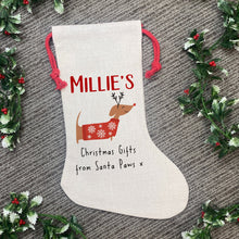 Load image into Gallery viewer, Personalised &#39;Christmas gifts&#39; Dog Christmas Stocking-The Persnickety Co
