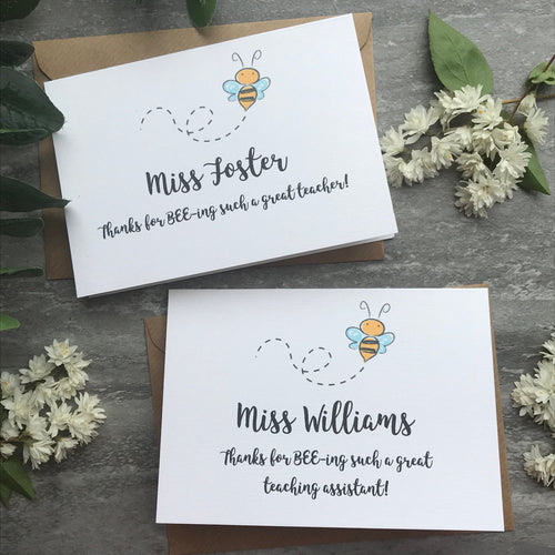 Personalised Bee Teacher Card-The Persnickety Co