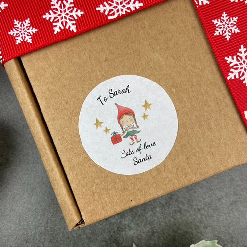24 Personalised Christmas Labels / Stickers - Elf Girl-The Persnickety Co