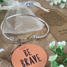 Load image into Gallery viewer, Always Remember You Are Braver Than You Believe Feather Bangle-4-The Persnickety Co
