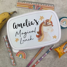 Load image into Gallery viewer, Personalised Magical Unicorn Lunch Box - White-The Persnickety Co
