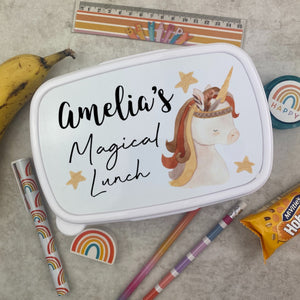 Personalised Magical Unicorn Lunch Box - White-The Persnickety Co