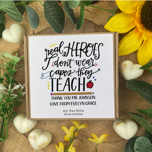 Personalised 'Real Heroes' Teacher Wax Melts-The Persnickety Co