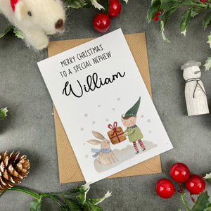 Personalised 'Merry Christmas' Elf Christmas card-The Persnickety Co