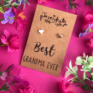 Best Grandma Ever - Heart Earrings - Gold / Rose Gold / Silver-2-The Persnickety Co