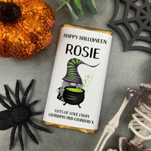 Load image into Gallery viewer, Cauldron Happy Halloween - Personalised Chocolate Bar
