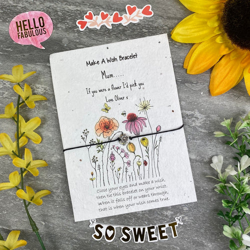 Mum If You Were A Flower Wish Bracelet On Plantable Seed Card-The Persnickety Co