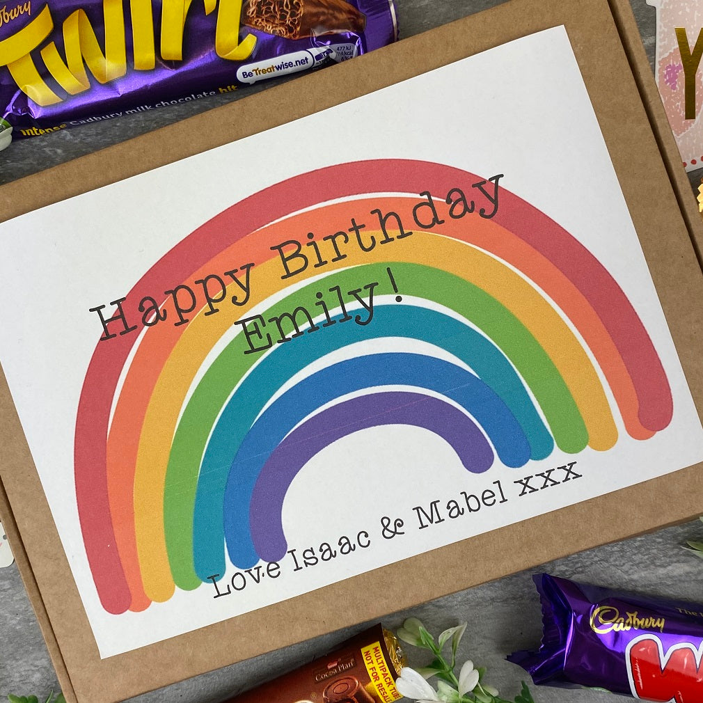 Rainbow Happy Birthday Personalised Chocolate Box-The Persnickety Co