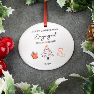 Personalised First Christmas Engaged Hanging Decoration-5-The Persnickety Co
