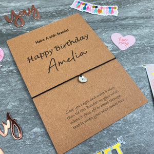 Personalised Happy Birthday Wish Bracelet With Initial Charm-6-The Persnickety Co