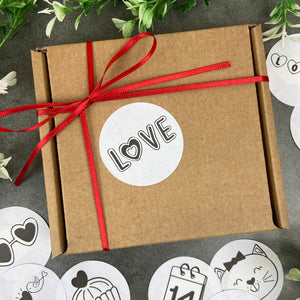 24 Love Valentine Stickers - Black & White