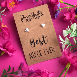 Best Niece Ever - Heart Earrings - Gold / Rose Gold / Silver-5-The Persnickety Co