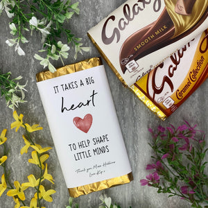 'It Takes A Big Heart To Help Shape Little Minds' Personalised Teacher Chocolate Bar-The Persnickety Co