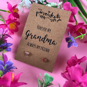 Forever My Grandma Always My Friend Heart Earrings-8-The Persnickety Co
