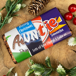 Merry Christmas Auntie Novelty Personalised Chocolate Bar
