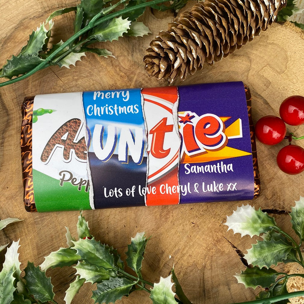 Merry Christmas Auntie Novelty Personalised Chocolate Bar-The Persnickety Co