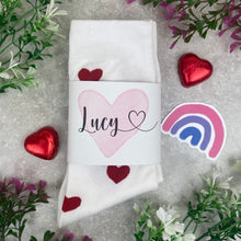 Load image into Gallery viewer, Love Heart Socks With Personalised Label-The Persnickety Co
