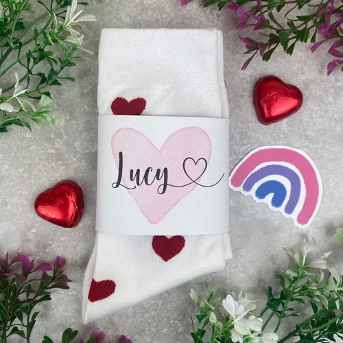Love Heart Socks With Personalised Label-The Persnickety Co