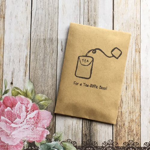 For A Tea-Riffic Boss - Mini Kraft Envelope with Tea Bag-The Persnickety Co
