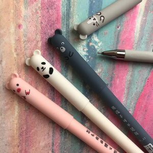 Cute Big Ear Animal Gel Pen - Pig/Panda/Bear/Mouse-9-The Persnickety Co