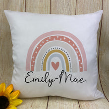 Load image into Gallery viewer, Personalised Pastel Rainbow Cushion
