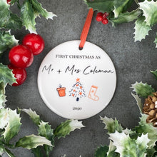 Load image into Gallery viewer, Personalised First Christmas As Mr &amp; Mrs Hanging Decoration-The Persnickety Co
