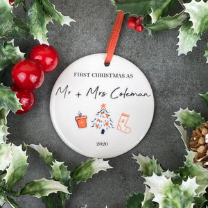 Personalised First Christmas As Mr & Mrs Hanging Decoration-The Persnickety Co