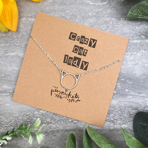 Silver Cat Necklace - Crazy Cat Lady