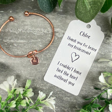 Load image into Gallery viewer, Bridesmaid Knot Bangle With Initial Charm, Rose Gold-5-The Persnickety Co
