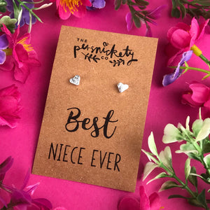 Best Niece Ever - Heart Earrings - Gold / Rose Gold / Silver-3-The Persnickety Co