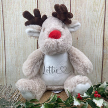 Load image into Gallery viewer, Personalised Heart Name Teddy - Reindeer-The Persnickety Co
