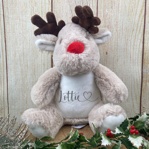 Personalised Heart Name Teddy - Reindeer-The Persnickety Co