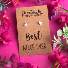 Load image into Gallery viewer, Best Niece Ever - Heart Earrings - Gold / Rose Gold / Silver-The Persnickety Co
