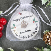 Load image into Gallery viewer, Personalised Happy Christmas World&#39;s Best Dog Mum Hanging Decoration-4-The Persnickety Co
