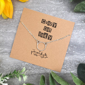 Silver Cat Necklace - Crazy Cat Lady
