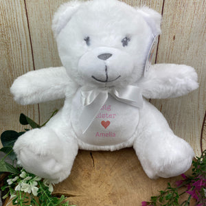 Personalised 'Big Sister' White Bear Soft Toy