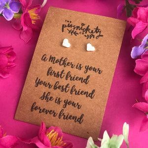 A Mother Is Your First Friend - Heart Earrings - Gold / Rose Gold / Silver-3-The Persnickety Co