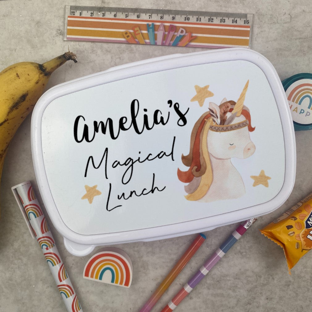 Personalised Magical Unicorn Lunch Box - Pink-The Persnickety Co