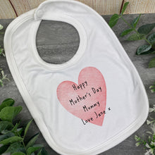 Load image into Gallery viewer, Personalised Happy Mothers Day Love Heart Baby Vest and Bib
