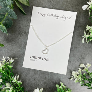 Dainty Heart Necklace - Happy Birthday-The Persnickety Co