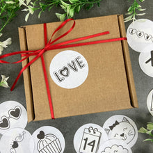 Load image into Gallery viewer, 24 Love Valentine Stickers - Black &amp; White-The Persnickety Co
