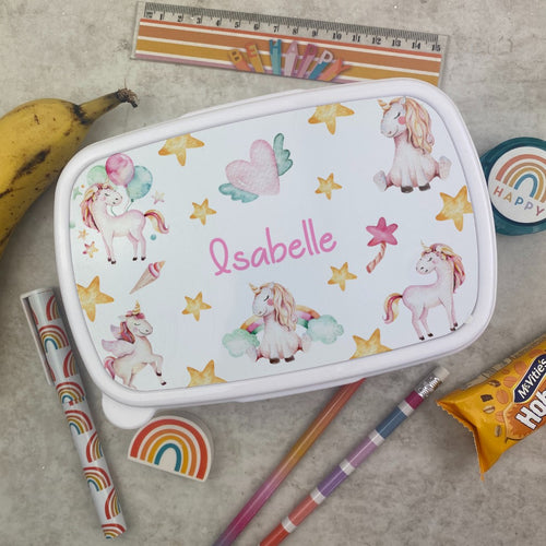 Personalised Unicorn Lunchbox - White-The Persnickety Co